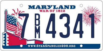 MD license plate 7BM4341