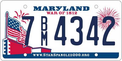 MD license plate 7BM4342