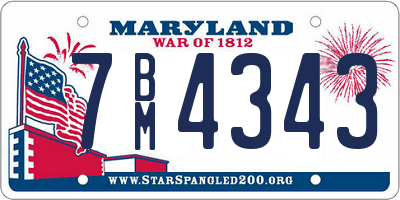 MD license plate 7BM4343