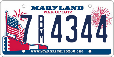 MD license plate 7BM4344