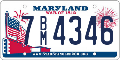 MD license plate 7BM4346