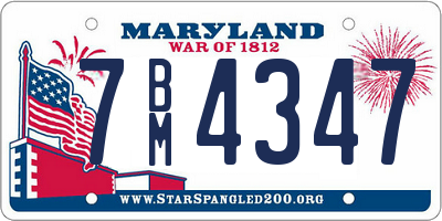 MD license plate 7BM4347