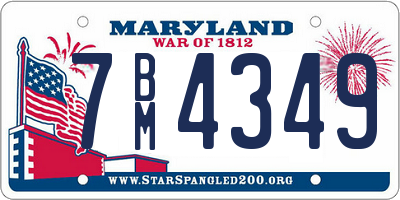 MD license plate 7BM4349