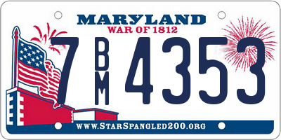 MD license plate 7BM4353