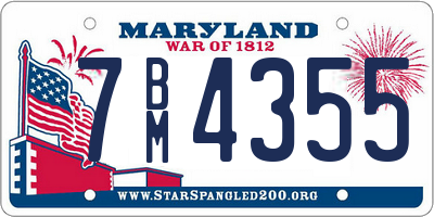 MD license plate 7BM4355