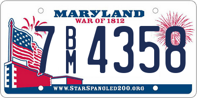 MD license plate 7BM4358