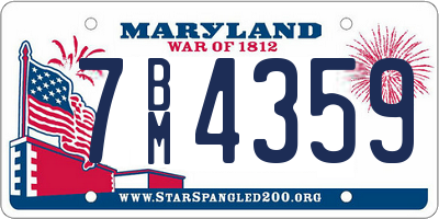 MD license plate 7BM4359