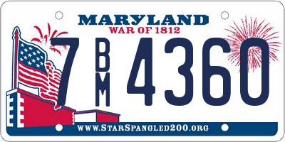 MD license plate 7BM4360