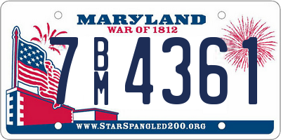 MD license plate 7BM4361