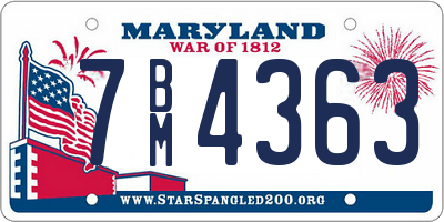 MD license plate 7BM4363