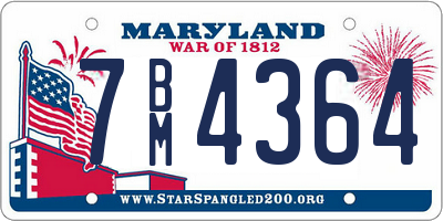 MD license plate 7BM4364