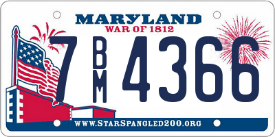 MD license plate 7BM4366