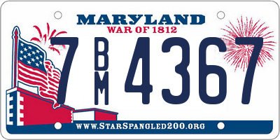 MD license plate 7BM4367