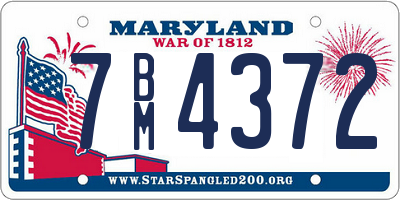 MD license plate 7BM4372