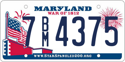 MD license plate 7BM4375