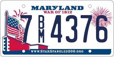 MD license plate 7BM4376