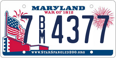 MD license plate 7BM4377