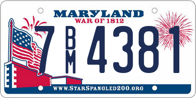 MD license plate 7BM4381