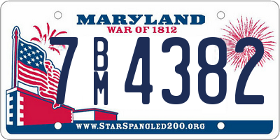 MD license plate 7BM4382