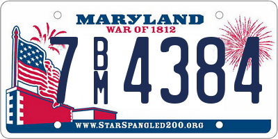 MD license plate 7BM4384