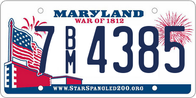 MD license plate 7BM4385