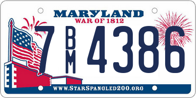 MD license plate 7BM4386