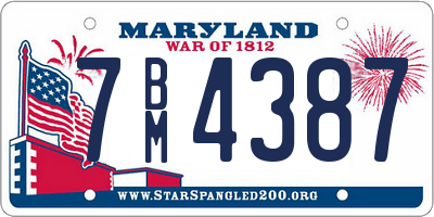 MD license plate 7BM4387