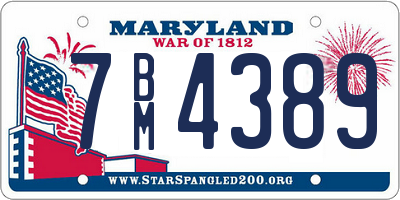 MD license plate 7BM4389