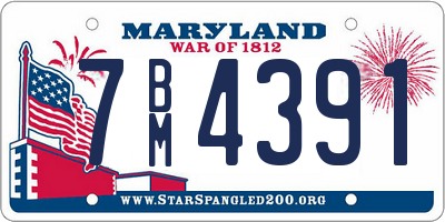 MD license plate 7BM4391