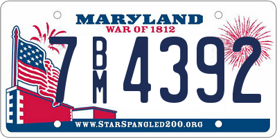 MD license plate 7BM4392