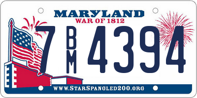 MD license plate 7BM4394