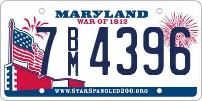 MD license plate 7BM4396