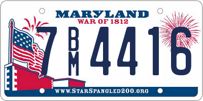 MD license plate 7BM4416