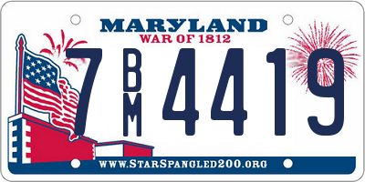 MD license plate 7BM4419