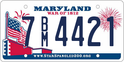 MD license plate 7BM4421