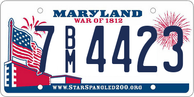 MD license plate 7BM4423