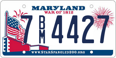 MD license plate 7BM4427