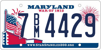 MD license plate 7BM4429