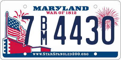 MD license plate 7BM4430