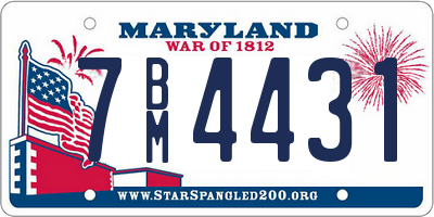 MD license plate 7BM4431