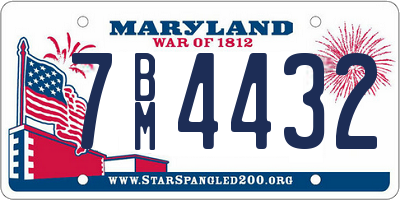 MD license plate 7BM4432