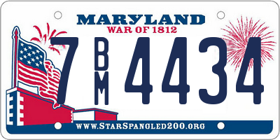 MD license plate 7BM4434