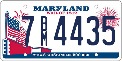 MD license plate 7BM4435