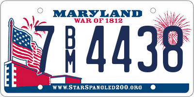 MD license plate 7BM4438