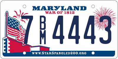 MD license plate 7BM4443