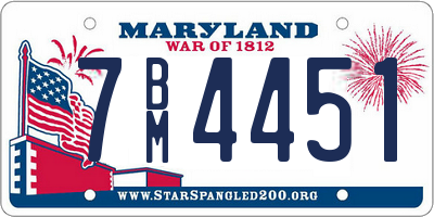 MD license plate 7BM4451