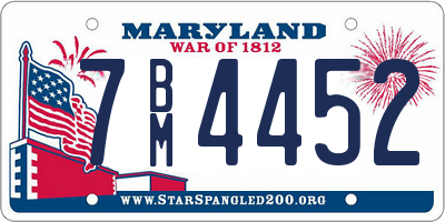 MD license plate 7BM4452