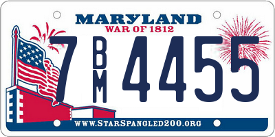 MD license plate 7BM4455