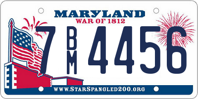 MD license plate 7BM4456