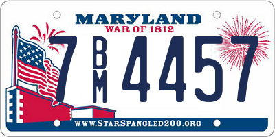 MD license plate 7BM4457